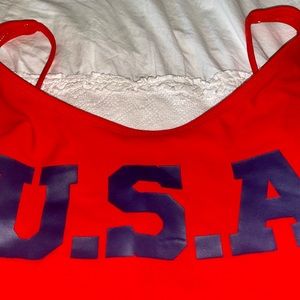 U.S.A. • RED ONE PIECE SWIMSUIT • SIZE M